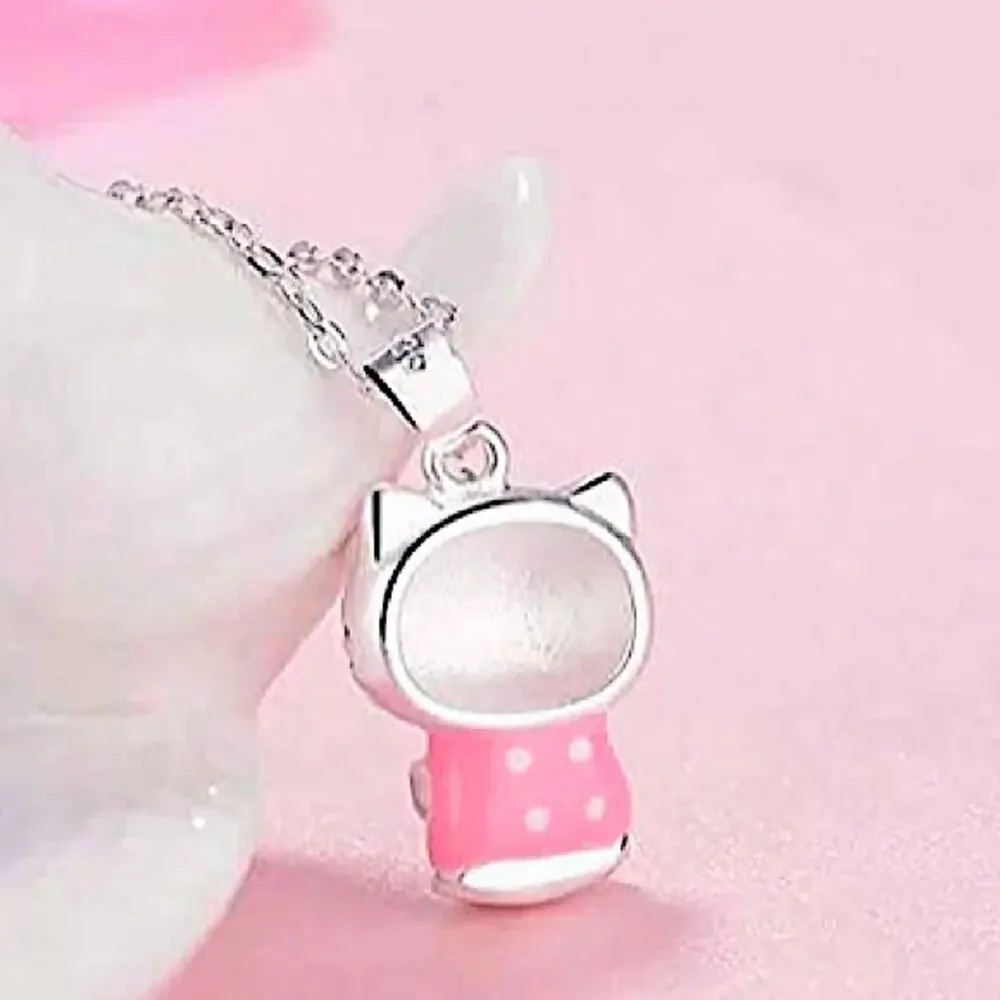 Hello Kitty Sterling Silver Charm Pendant Necklace